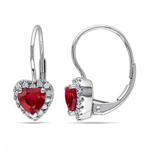 Orecchino a cerchio in oro bianco con rubini rossi e diamanti. gioielli da donna. 2.20 ct 14K - harrychadent.it