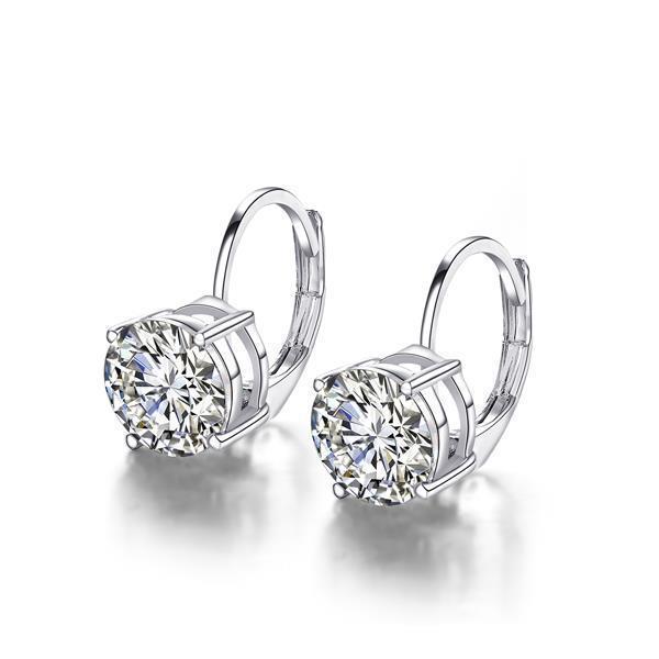 Orecchino A Bottone Solitario Con Diamante Taglio Rotondo 2 Carati In Oro Bianco 14k 1500x