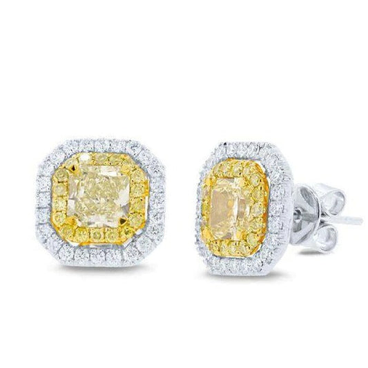 Orecchino a lobo con diamante giallo citrino taglio radiante 20 carati - harrychadent.it