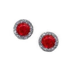 Orecchino a lobo con diamante rosso rubino da 2,45 carati in oro bianco 14K