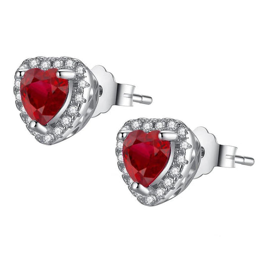 Orecchino a lobo con diamante rotondo e rubino taglio a cuore da 2,40 carati - harrychadent.it