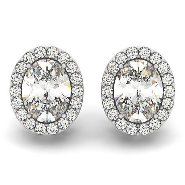 Orecchino a lobo con diamanti ovali e tondi in oro bianco 14 carati da 2,90 carati - harrychadent.it