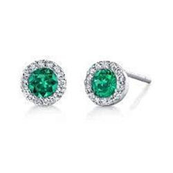 Orecchino a lobo da donna 2.50 carati verde smeraldo oro bianco 14K