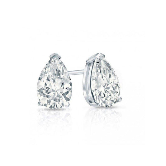 Orecchino a perno con diamanti scintillanti taglio pera da 2.50 carati in oro bianco 14K - harrychadent.it