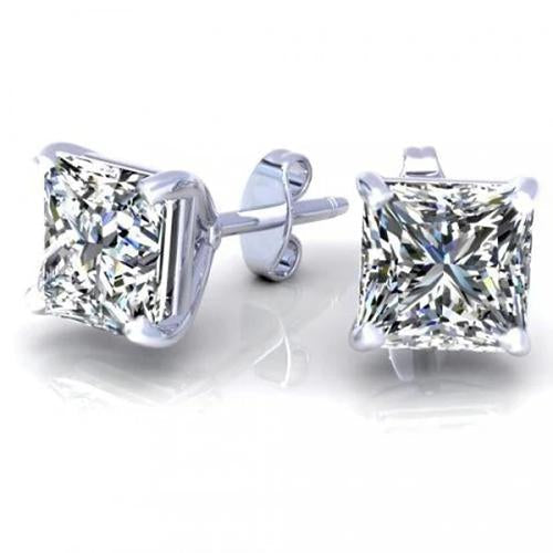 Orecchino con diamante taglio principessa 1.5 carati oro bianco 14K - harrychadent.it