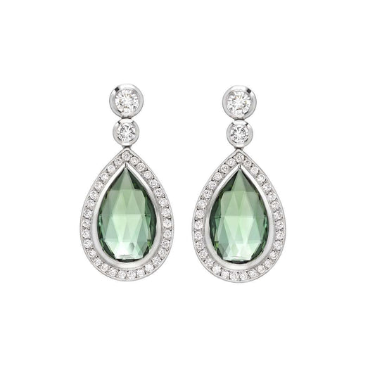 Orecchino a goccia con diamante e tormalina verde da 15,66 ct - harrychadent.it