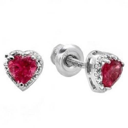 Orecchino con tormalina rosa a taglio cuore con borchie di diamanti 16.40 carati - harrychadent.it
