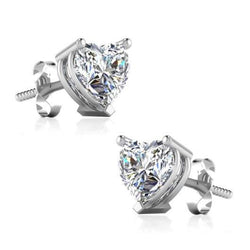 Orecchino da donna con diamante a forma di cuore da 2 carati in oro bianco 14K