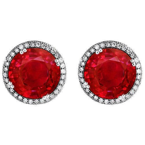 Orecchino da donna con diamanti a taglio rotondo rosso rubino. oro 9.28 carati 14K - harrychadent.it