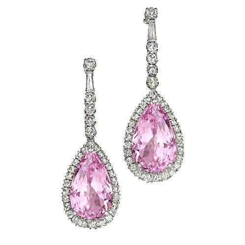 Orecchino da donna con kunzite a forma di pera da 22.68 ct con diamanti pendenti - harrychadent.it