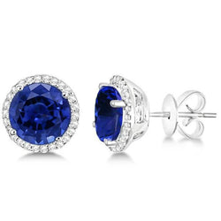 Orecchino da donna con zaffiro blu dello Sri Lanka da 5,50 carati e diamanti