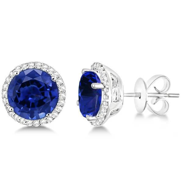 Orecchino da donna con zaffiro blu dello Sri Lanka e diamanti da 5,52 ct - harrychadent.it