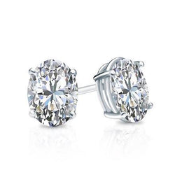 Orecchino da donna in oro bianco 14K con diamante taglio ovale da 1.40 carati