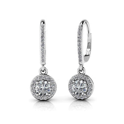 Orecchino da donna in oro bianco con diamanti pendenti incastonato 14K 2.50 carati