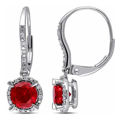 Orecchino da donna in oro bianco con rubini rossi e diamanti 3.68 carati - harrychadent.it
