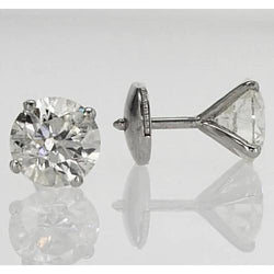 Orecchino per bottom Diamante rotondo 1.60 carati oro bianco 14k