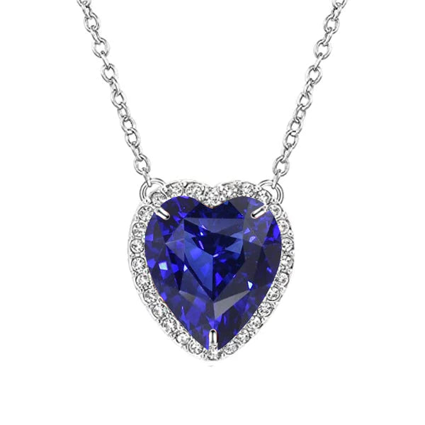 Orecchio di cane con ciondolo a forma di cuore con pietre preziose e diamanti da 5,50 carati con catena - harrychadent.it