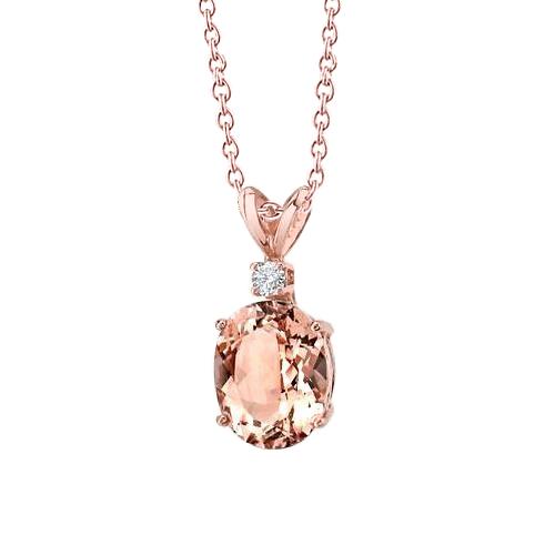 Oro rosa 14K 24.25 carati Morganite grande con ciondolo piccolo diamante - harrychadent.it