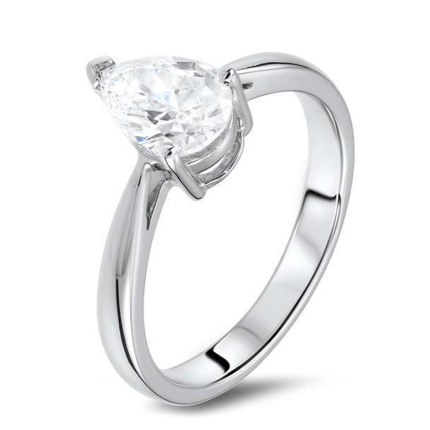 Pear Cut Solitaire 1.90 Carat Diamond Ring White Gold 14K - harrychadent.it