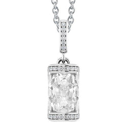 Pendente Antique Bar con diamanti taglio ovale 4 carati in oro bianco 14K