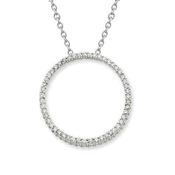 Pendente Circle con diamante tondo da 3,45 carati in oro bianco 14 carati