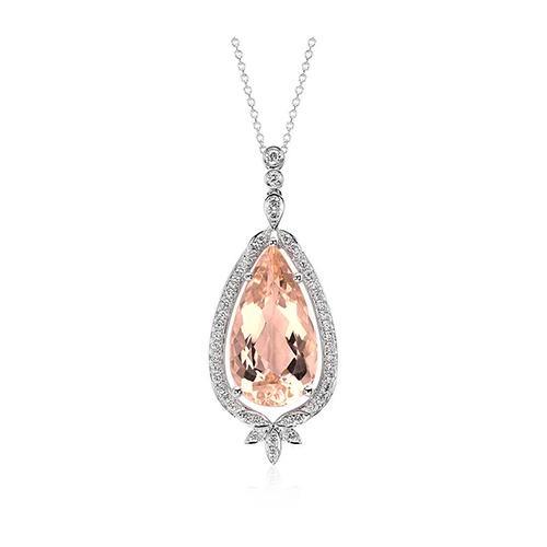 Pendente Lady in oro bianco 14K 13.75 carati con Morganite e diamanti - harrychadent.it
