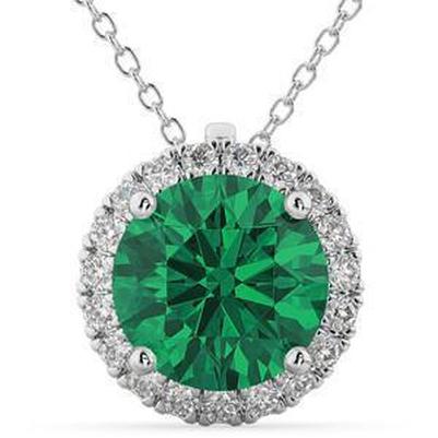 Pendente Smeraldo Verde Con Diamanti Oro Bianco 17 Carati 14K - harrychadent.it