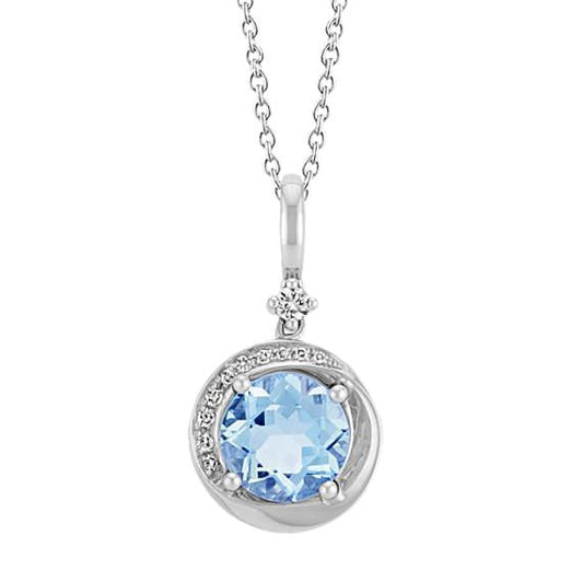 Pendente Taglio Rotondo Con Acquamarina Diamante 10 Carati WG 14K - harrychadent.it