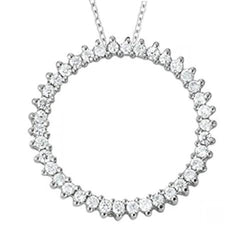 Pendente a cerchio con diamanti tondi da 1,25 carati senza catena in oro bianco 14K