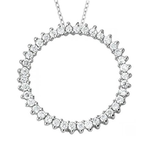 Pendente a cerchio con diamanti rotondi da 1.25 carati senza catena in oro bianco 14K - harrychadent.it
