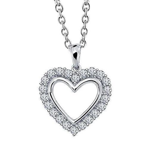 Pendente a forma di cuore con diamante taglio rotondo in oro bianco massiccio 14K 2.20 ct - harrychadent.it