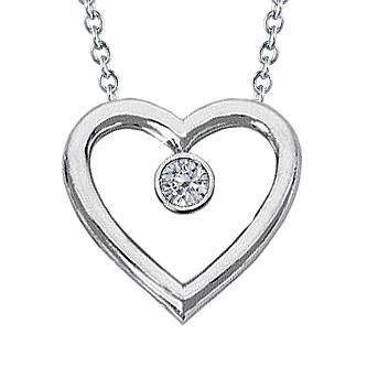 Pendente a forma di cuore con diamante tondo 0.50 Ct in oro bianco 14K - harrychadent.it