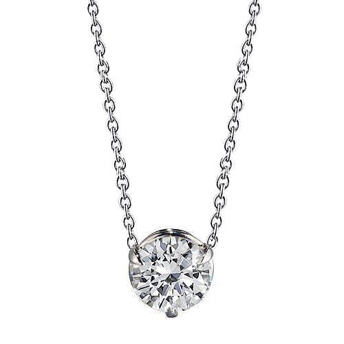 Ciondolo con collana di diamanti solitario con catena 1 carati in oro bianco 14K - harrychadent.it