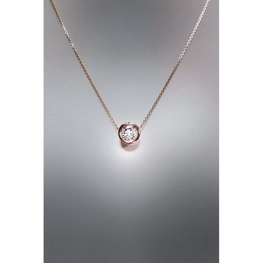 Lunetta da 1 carato con pendente con diamante rotondo in oro rosa 14 carati - harrychadent.it