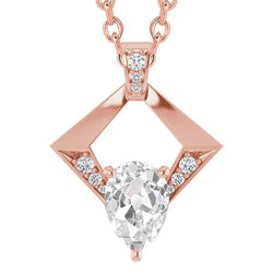 Pendente con diamanti taglio pera da 3,50 carati in oro rosa 14K