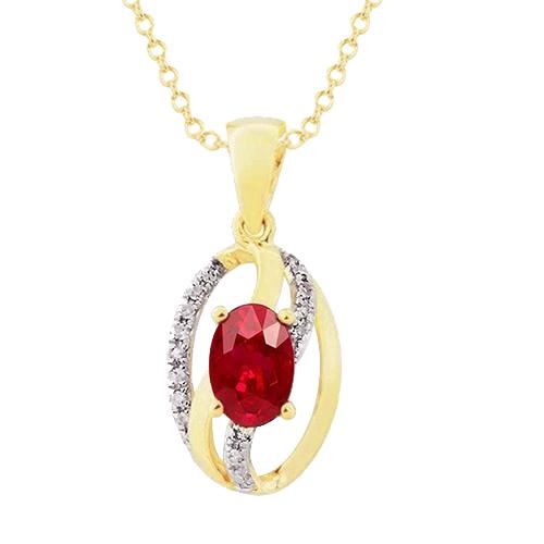Pendente con rubini e diamanti incastonati da 2.50 carati in oro giallo 14K - harrychadent.it