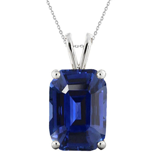 Pendente con zaffiro blu scuro con smeraldo solitario Cauzione in oro 5 carati - harrychadent.it