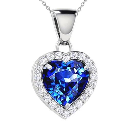 Pendente con zaffiro blu taglio cuore e diamanti da 1,75 ct - harrychadent.it