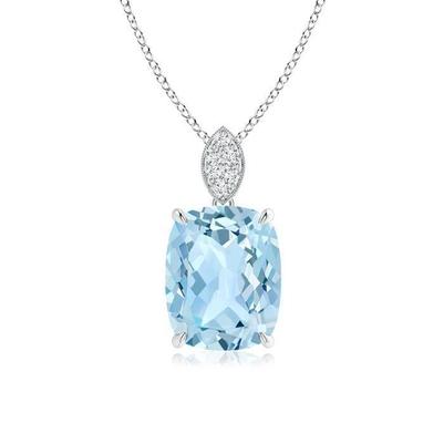 Pendente grande con acquamarina taglio cuscino con diamanti 16.50 ct oro 14 carati - harrychadent.it