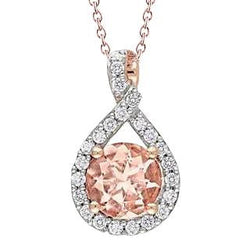 Pendente in Morganite con diamanti incastonati da 12 ct in oro rosa 14 carati