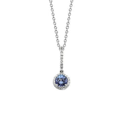 Pendente in autentico zaffiro blu dello Sri Lanka e diamante da 2 carati con oro bianco 14K