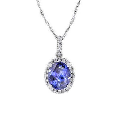 Pendente in oro bianco 14K 16.25 ct con tanzanite e diamanti con catena - harrychadent.it