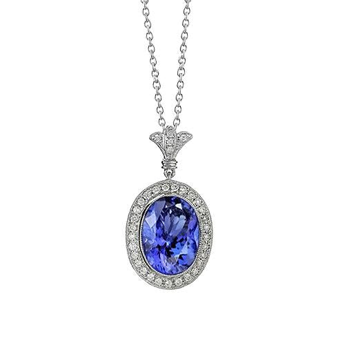 Pendente in tanzanite da 8.06 carati con diamanti bianchi in oro bianco 14 carati - harrychadent.it