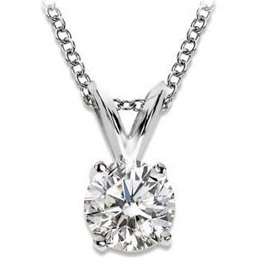 Pendente per collana con diamante solitario rotondo 2.75 ct in oro bianco 14K - harrychadent.it