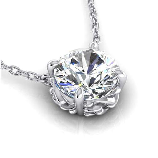 Pendente per collana con diamanti rotondi grandi 3 carati in oro bianco massiccio 14K - harrychadent.it