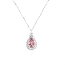 Pendente per collana da donna con kunzite naturale rosa da 36 carati e diamanti