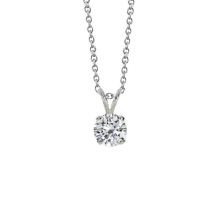 Ciondolo con diamante solitario rotondo da 2 carati in oro bianco Jeweley Nuovo - harrychadent.it
