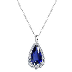 Pera Ciondolo a goccia con zaffiro dello Sri Lanka Halo e diamante 2,75 carati
