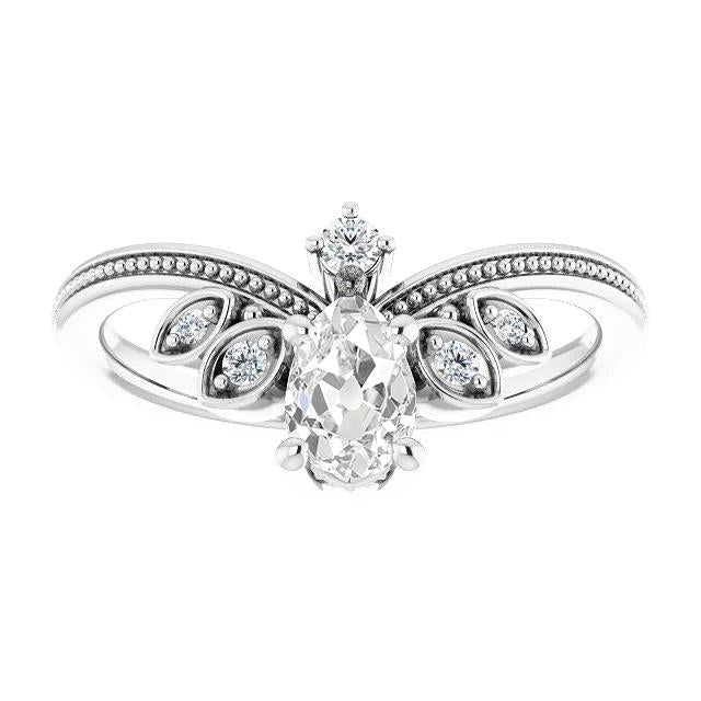 Pera vecchio minatore Diamante Ring Enhancer stile in rilievo 2,75 carati gioielli - harrychadent.it