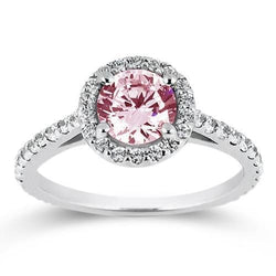 Pietra preziosa per fedi nuziali con zaffiro rosa da 3.51 ct e diamanti rotondi bianchi